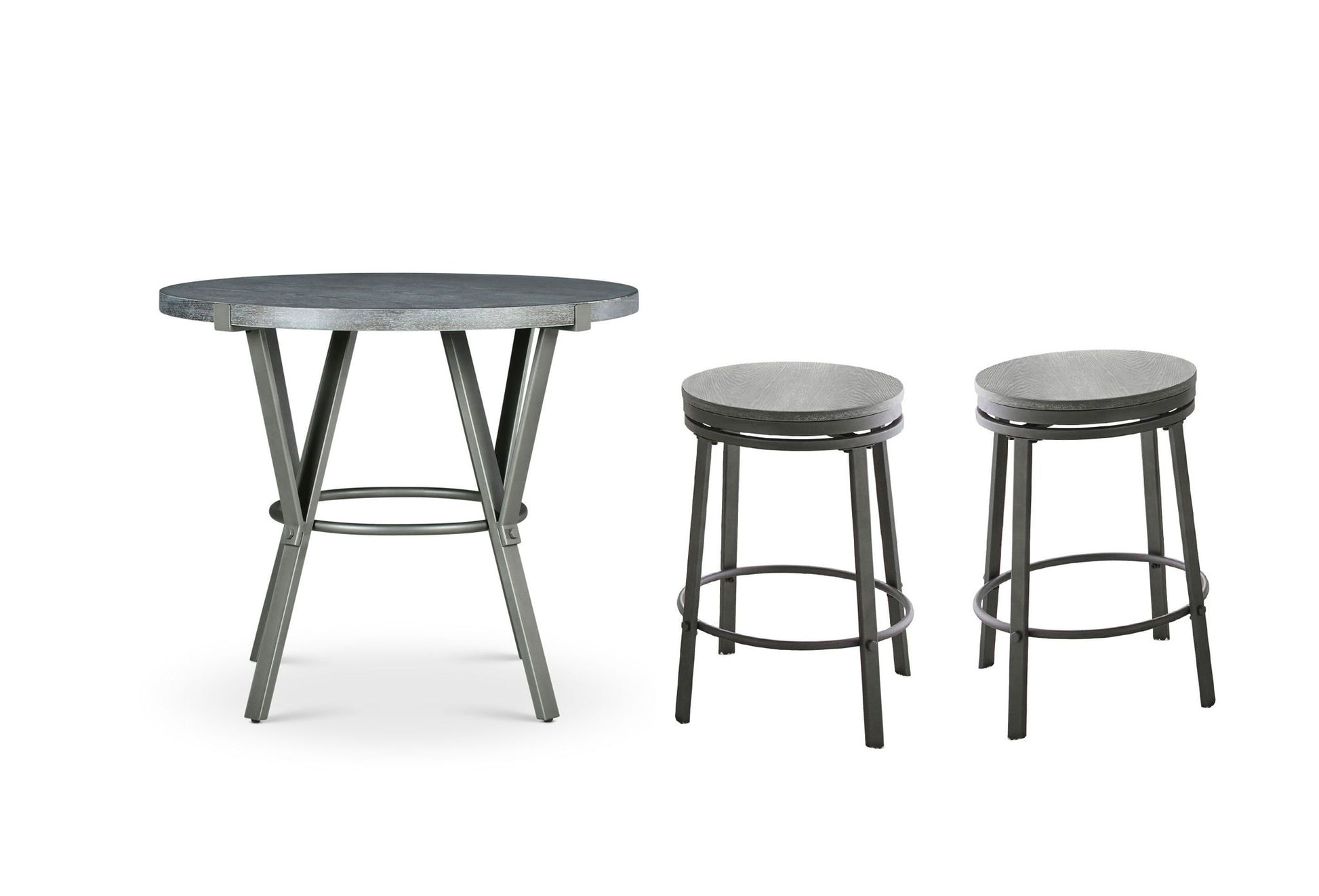 Portland - 3 Piece Dining Set With Round Counter Table - Pearl Silver - Hornell Furniture Outlet