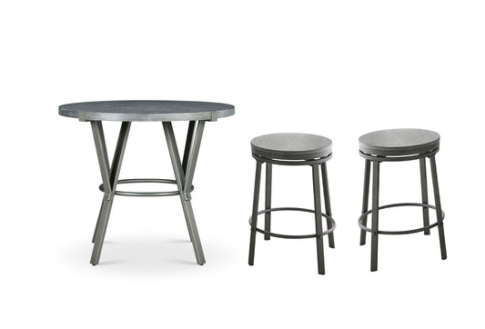 Portland - 3 Piece Dining Set With Round Counter Table - Pearl Silver - Hornell Furniture Outlet