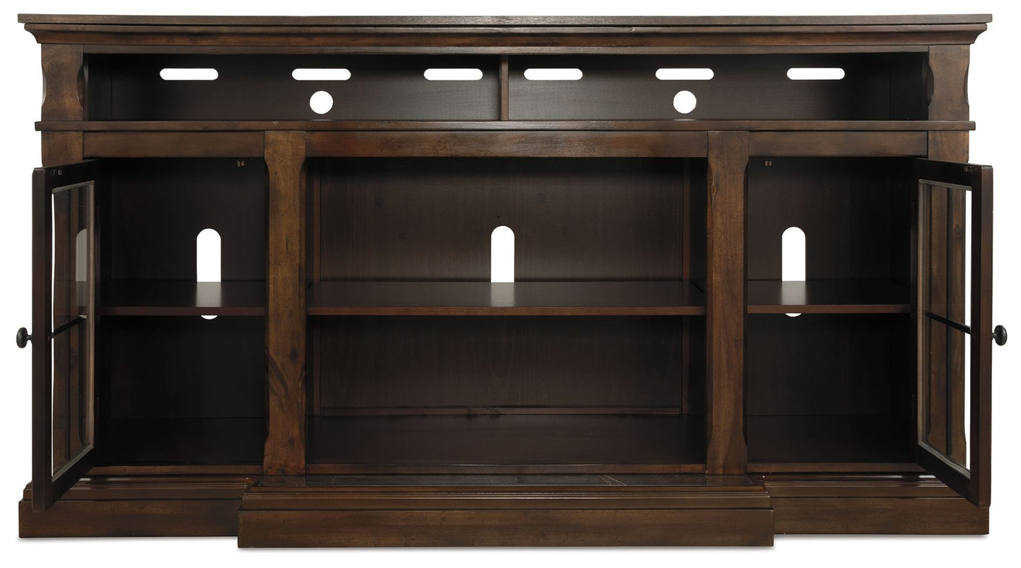Roddinton - Dark Brown - XL TV Stand w/Fireplace Option - Hornell Furniture Outlet