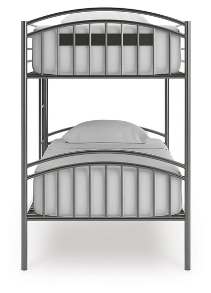Lanceburg - Twin/Twin Bunk Bed With Ladder - Gray - Hornell Furniture Outlet