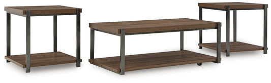 Trindwick - Brown / Gun Metal - Occasional Table Set (Set of 3) - Hornell Furniture Outlet