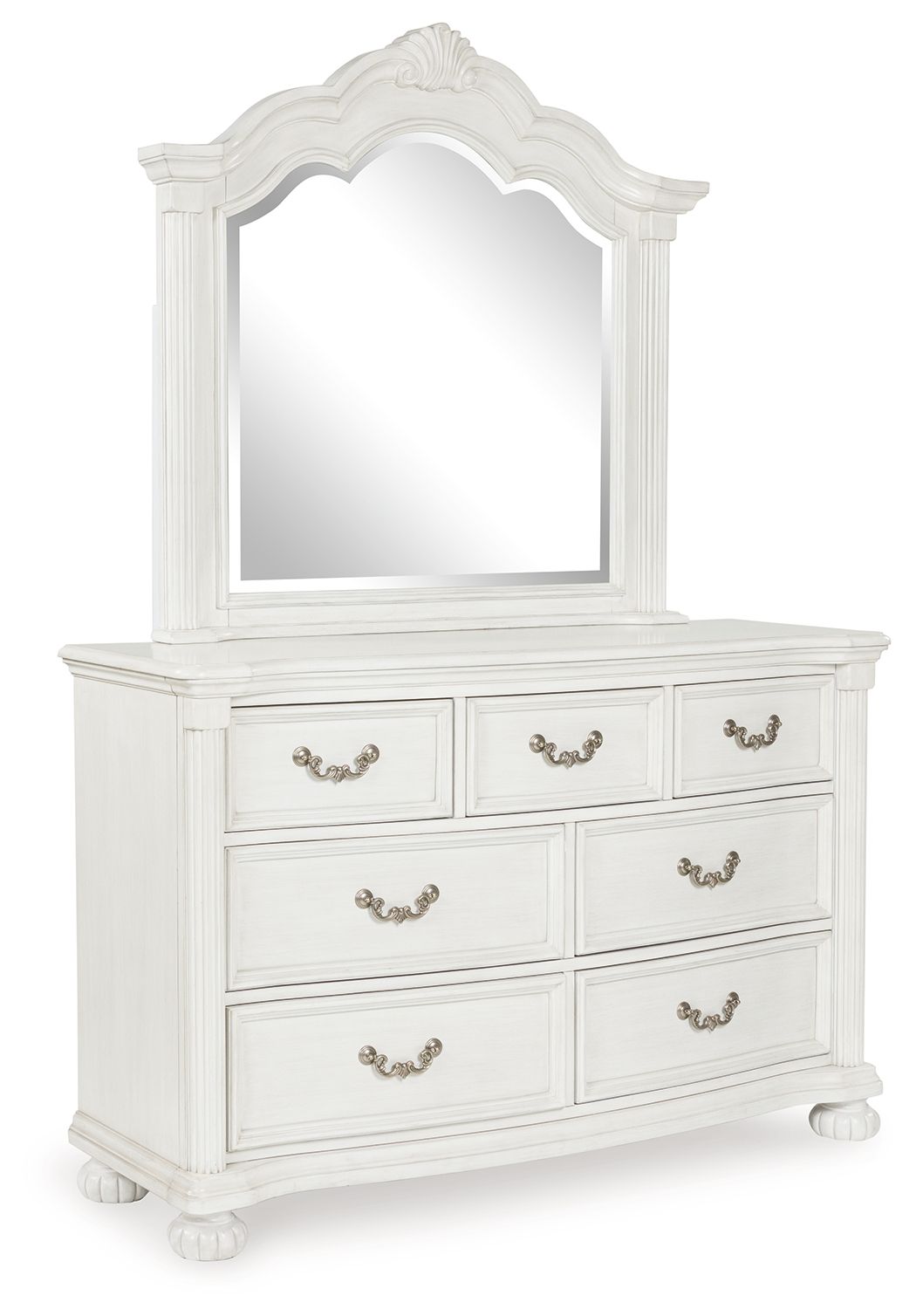Montelaine - Antique White - Dresser And Mirror - Hornell Furniture Outlet
