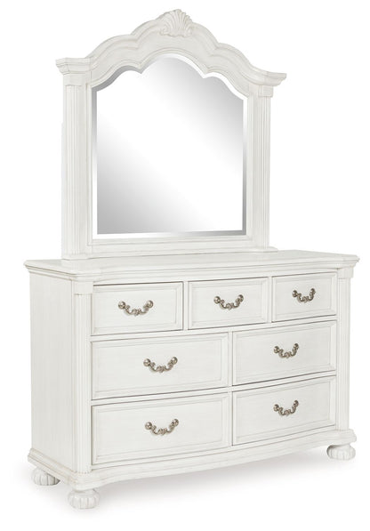 Montelaine - Antique White - Dresser And Mirror - Hornell Furniture Outlet