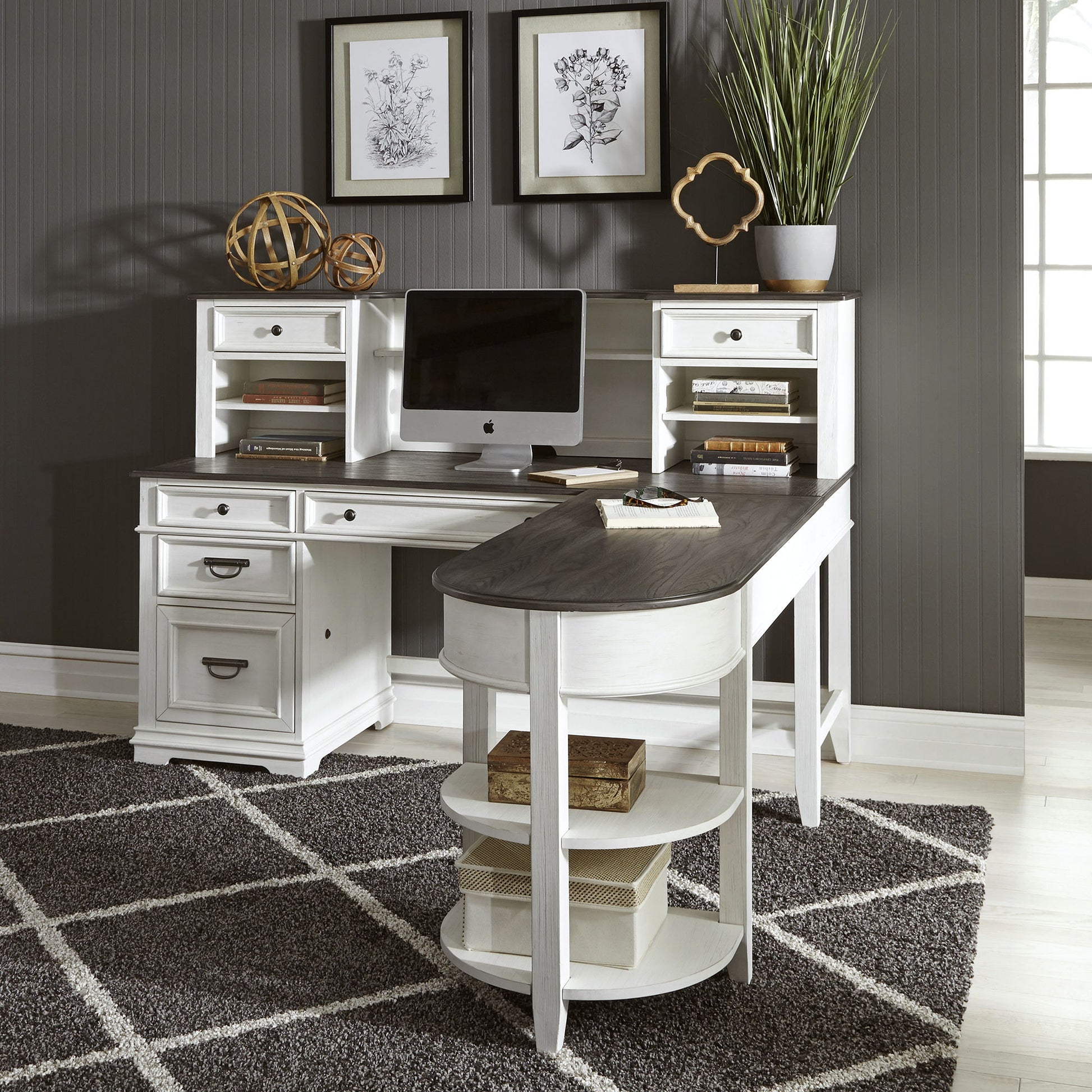 Allyson Park - L Shaped Desk With Hutch - White - Hornell Furniture Outlet