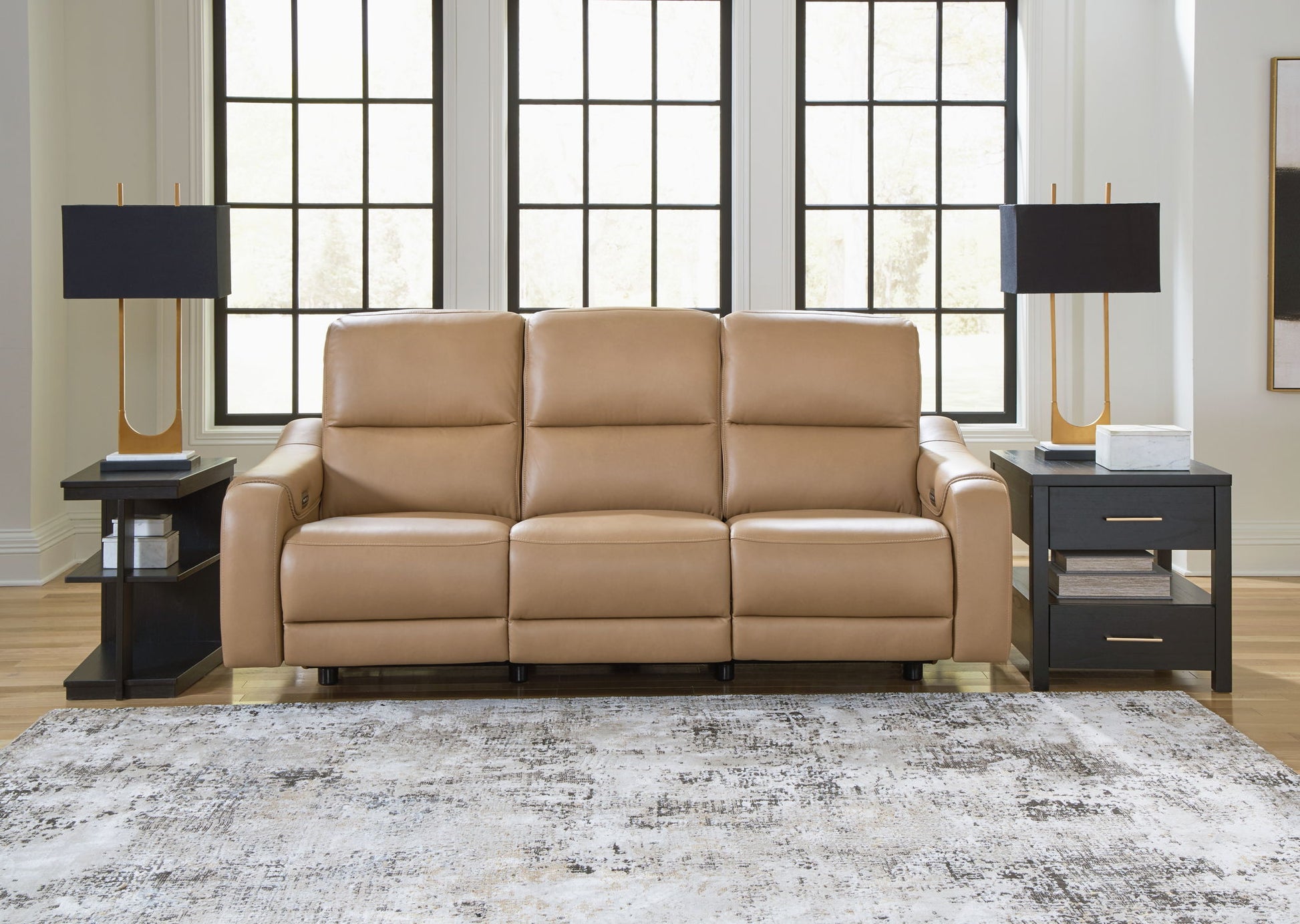 Mosswell - Power Reclining Sofa With Adj Headrest - Toffee - Hornell Furniture Outlet