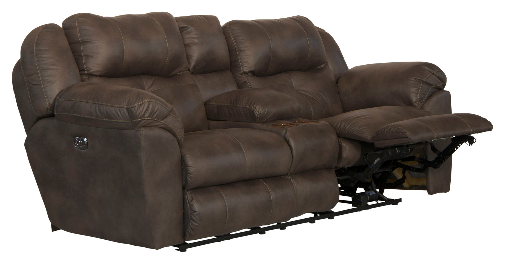 Ferrington - Power Lay Flat Reclining Console Loveseat with Power Adjustable Headrest & Lumbar - Hornell Furniture Outlet