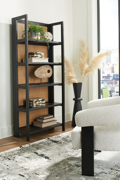 Abyard - Black / Natural - Bookcase - Hornell Furniture Outlet