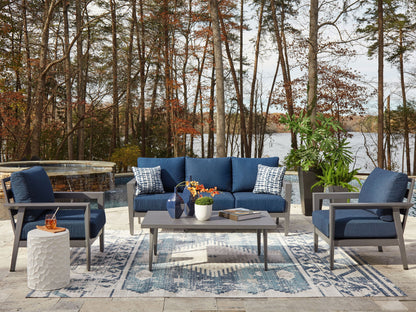 Gali - Gray / Blue - Sofa / Chairs / Table Set (Set of 4) - Hornell Furniture Outlet