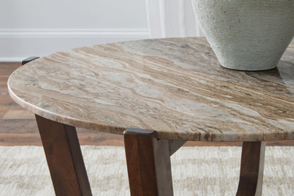 Tanidore - Warm Brown - Round Cocktail Table - Hornell Furniture Outlet