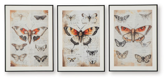 Jossletts - Orange / Black / Ivory - Wall Art Set (Set of 3) - Hornell Furniture Outlet