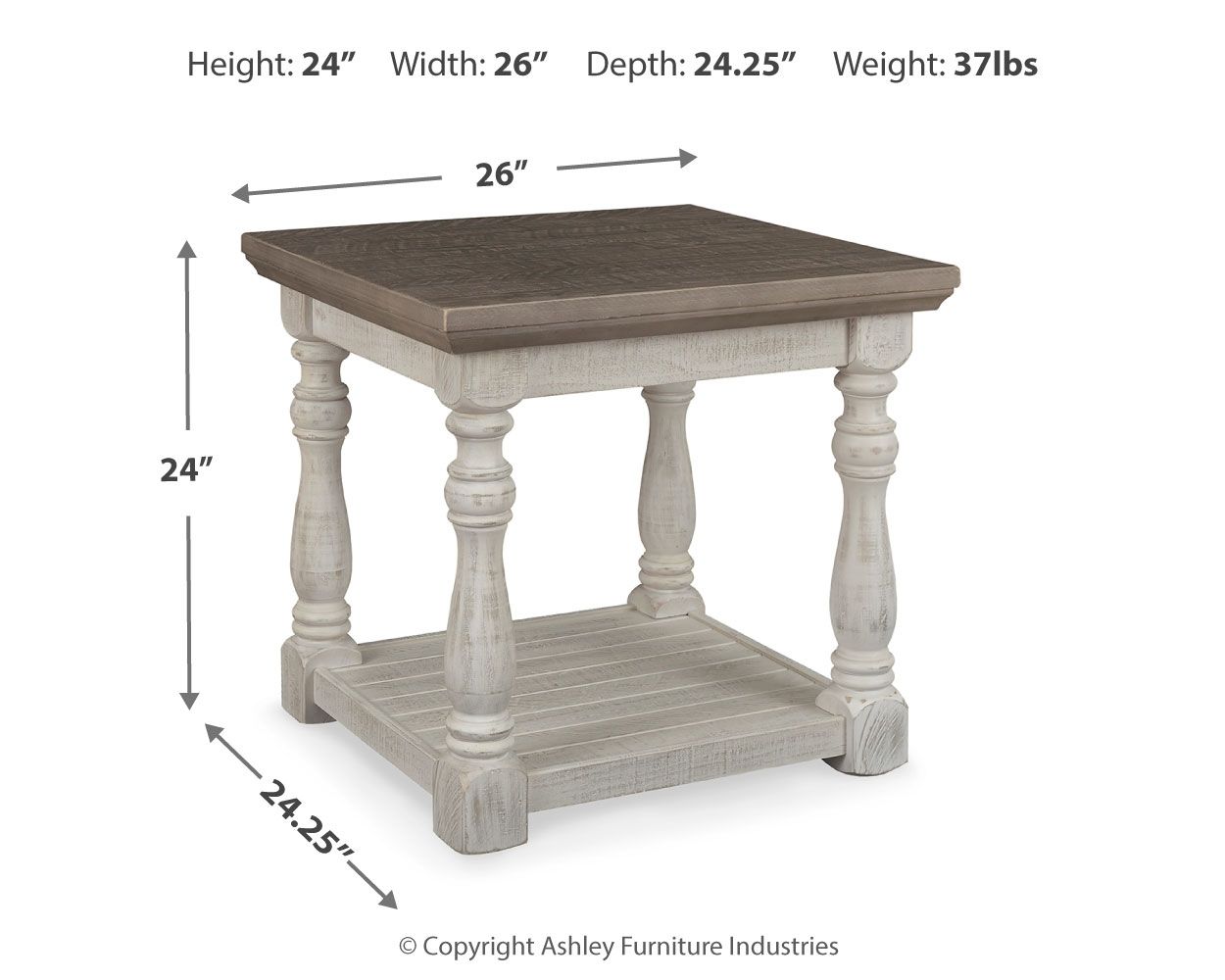 Havalance - Rectangular End Table - Gray / White - Hornell Furniture Outlet