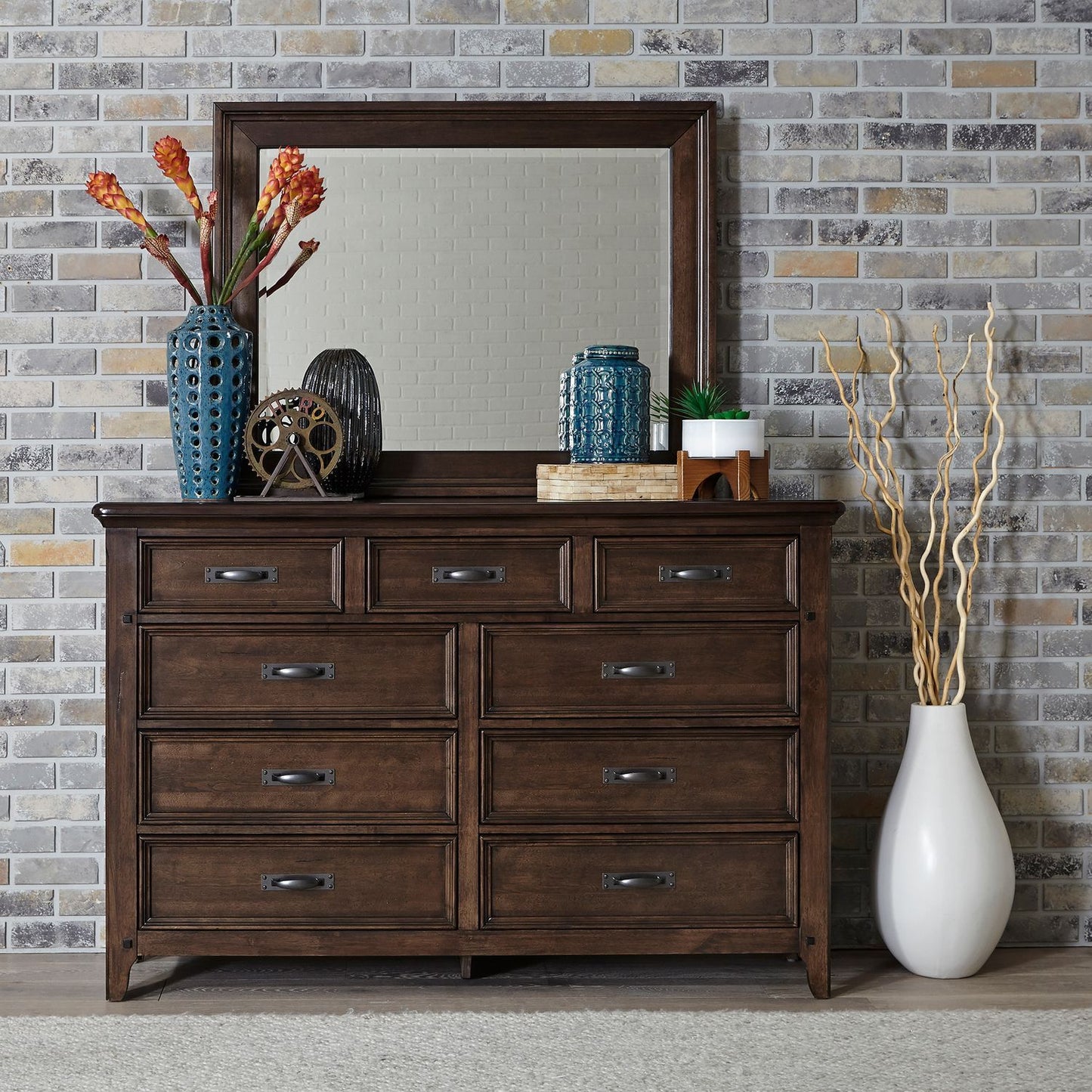 Saddlebrook - Mirror - Dark Brown - Hornell Furniture Outlet