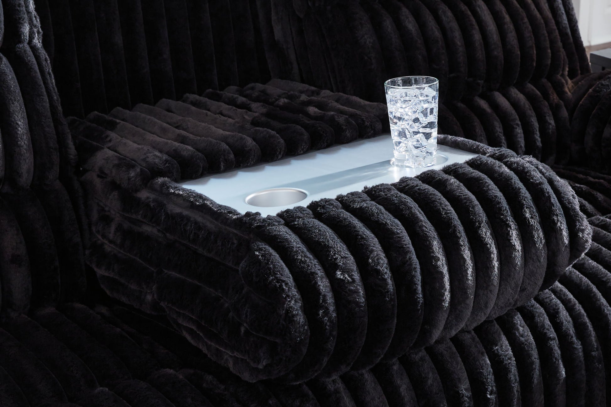 Rhine Falls - Onyx - Reclining Power Sofa With Drop Down Table - Hornell Furniture Outlet