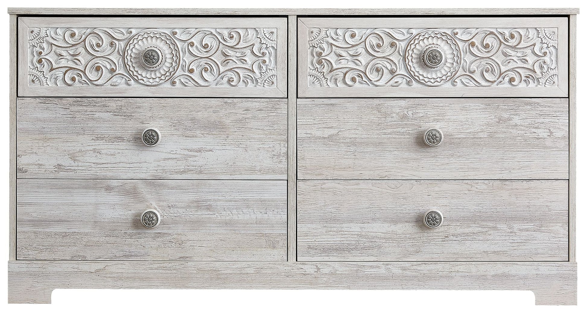 Paxberry - Whitewash - Six Drawer Dresser - Weatherworn - Hornell Furniture Outlet