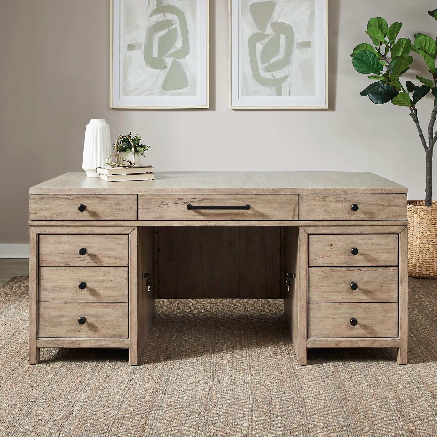Proximity Place - Jr Executive Desk - Barley Buff - Hornell Furniture Outlet