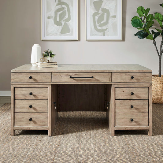 Proximity Place - 5 Piece Jr Executive Set - Light Brown - Hornell Furniture Outlet