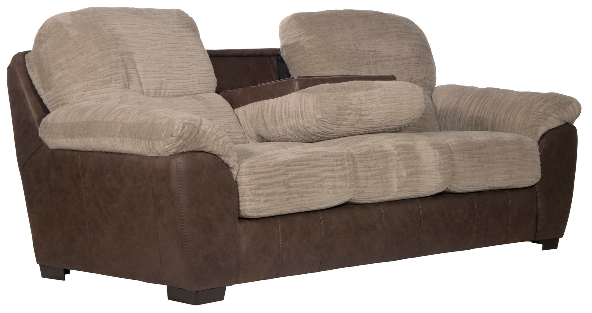 McMahon - Sofa With Drop Down Table - Bark - Hornell Furniture Outlet