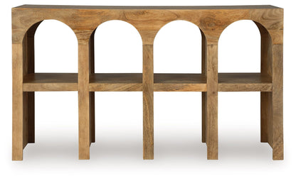 Luzmanacy - Natural Brown - Console Sofa Table - Hornell Furniture Outlet