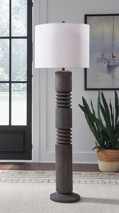 Fainwell - Poly Floor Lamp - Distressed Black - Hornell Furniture Outlet