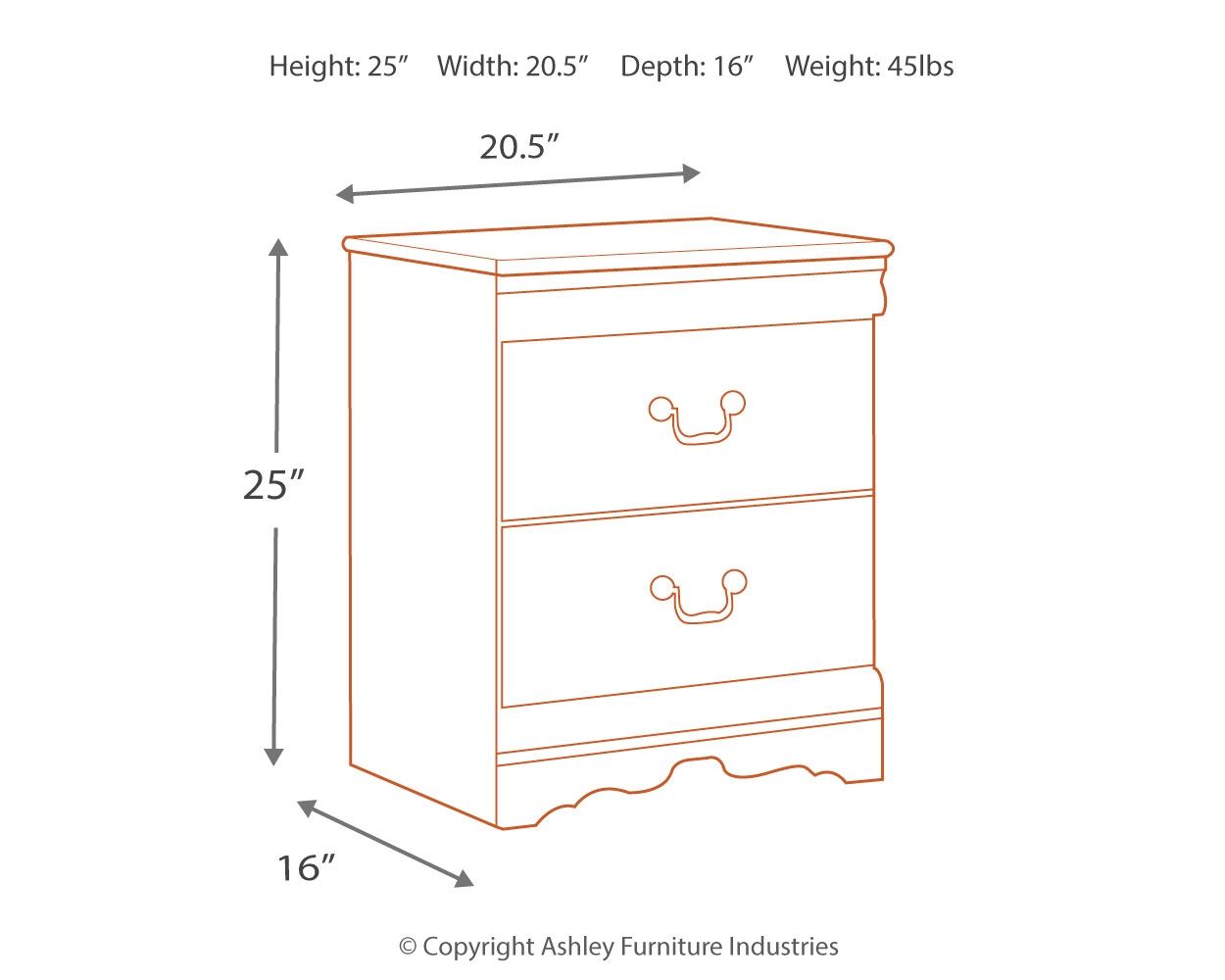 Anarasia - White - Two Drawer Night Stand - Hornell Furniture Outlet