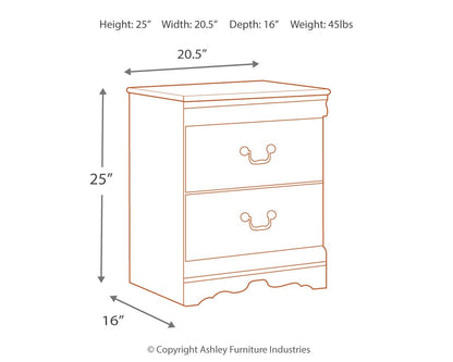 Anarasia - White - Two Drawer Night Stand - Hornell Furniture Outlet