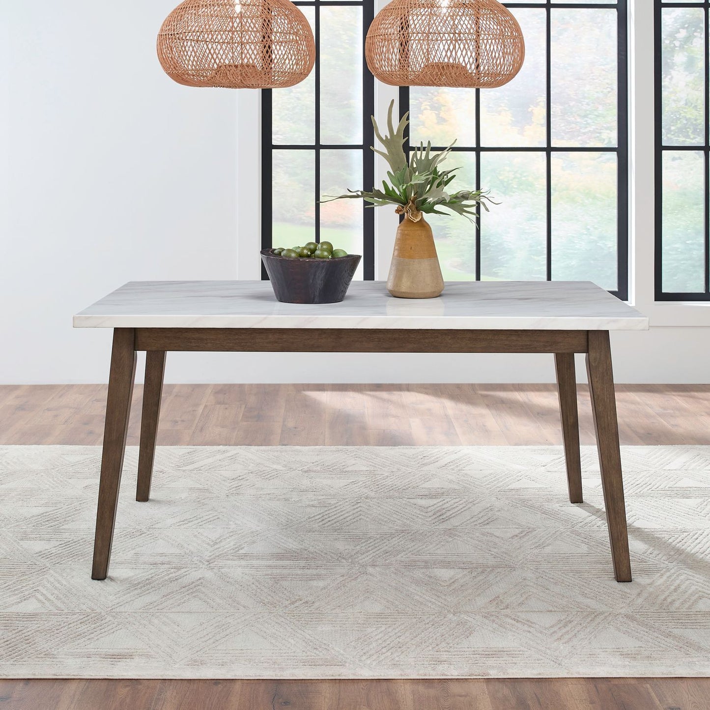 Edison - Rectangular Leg Table With Faux Marble Top - Brownstone - Hornell Furniture Outlet