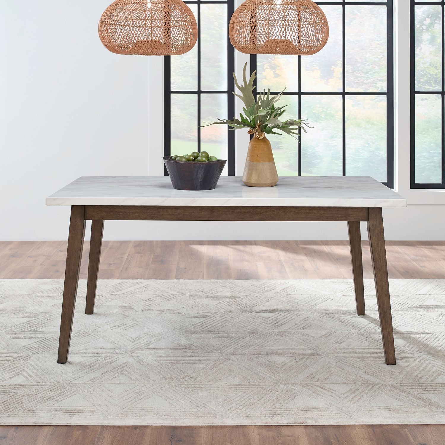 Edison - Rectangular Leg Table With Faux Marble Top - Brownstone - Hornell Furniture Outlet
