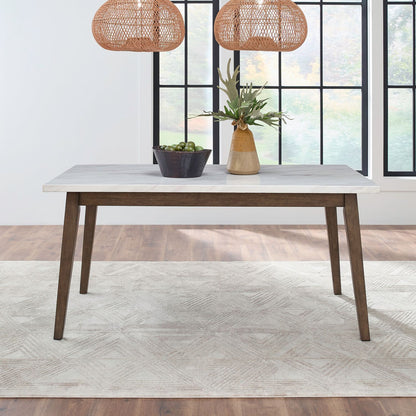 Edison - Rectangular Leg Table With Faux Marble Top - Brownstone - Hornell Furniture Outlet