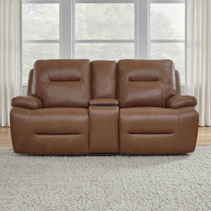Cameron - Loveseat With Console P3 & ZG - Saddle - Dakota Saddle Leather - Hornell Furniture Outlet