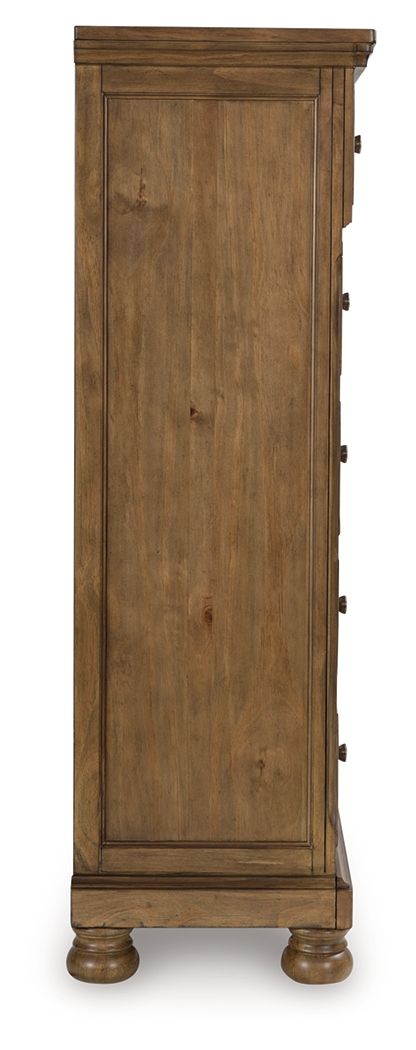 Feddinger - Medium Brown - Five Drawer Chest - Hornell Furniture Outlet