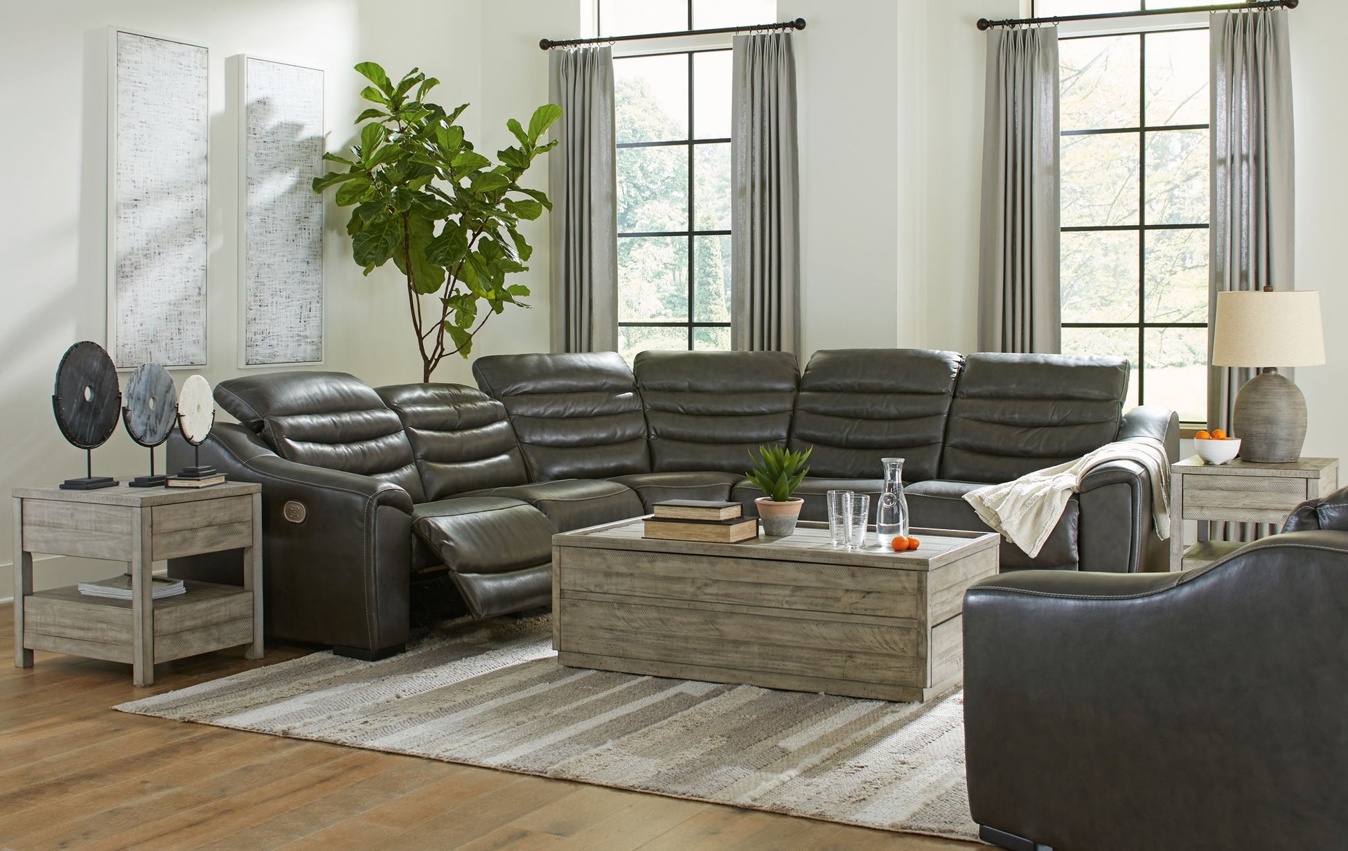 Center Line - Power Recliner Sectional - Hornell Furniture Outlet