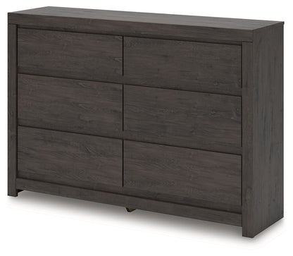 Fraluna - Charcoal - Six Drawer Dresser - Hornell Furniture Outlet
