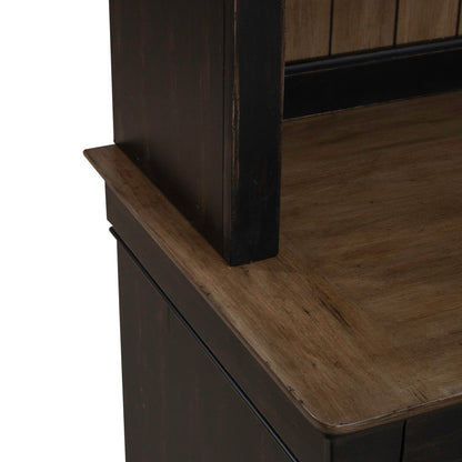 Meritage - Credenza & Hutch - Black - Hornell Furniture Outlet
