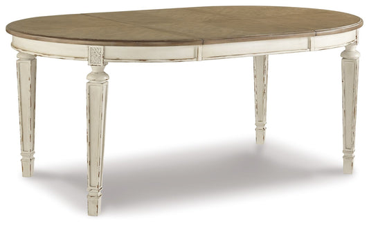 Realyn - Oval Dining Room Extension Table - Chipped White - Hornell Furniture Outlet