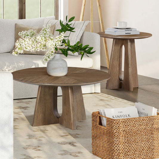 Hendrix Place - 3 Piece Set (Cocktail Table And 2 End Tables) - Natural - Hornell Furniture Outlet