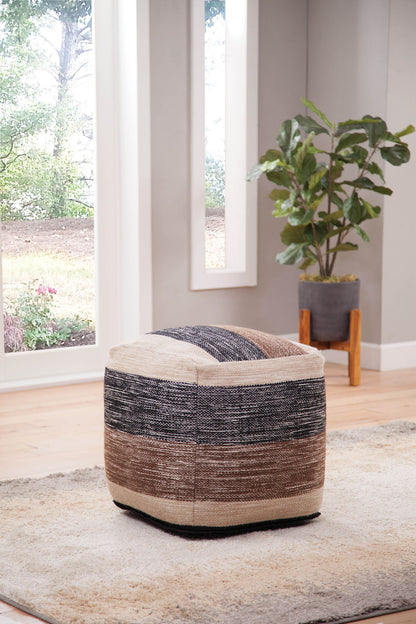 Jamal - Square Handwoven Woolen Pouf - Beige - Hornell Furniture Outlet