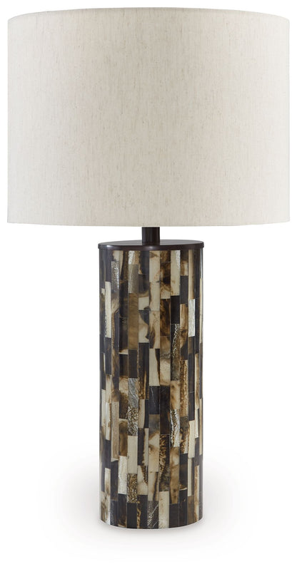 Ellford - Black / Brown / Cream - Poly Table Lamp - Hornell Furniture Outlet