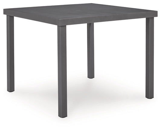 Rocky Creek - Square Dining Table With Umbrella Option - Gray - Hornell Furniture Outlet