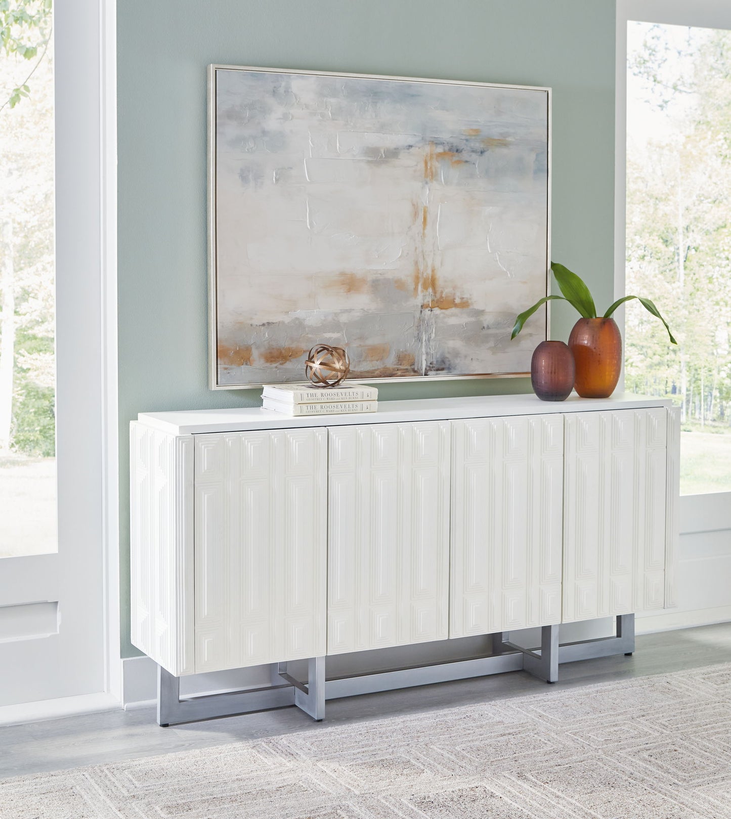 Ornawel - Distressed White - Accent Cabinet - Hornell Furniture Outlet