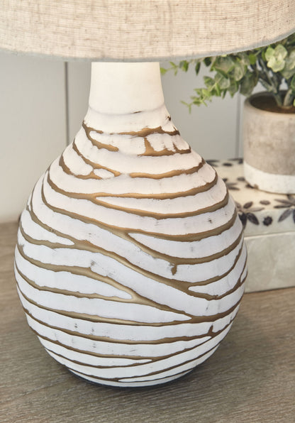 Aleela - White / Gold Finish - Metal Table Lamp - Hornell Furniture Outlet
