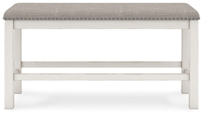 Robbinsdale - Antique White - Dbl Counter Height Upholstered Dining Bench - Hornell Furniture Outlet