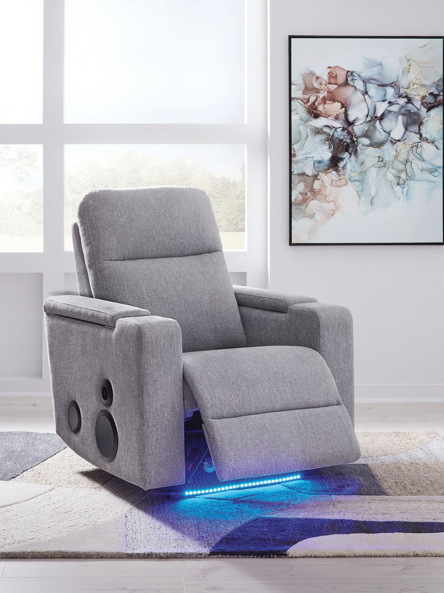 Pineland - Glider Power Recliner With Audio System - Pewter - Hornell Furniture Outlet