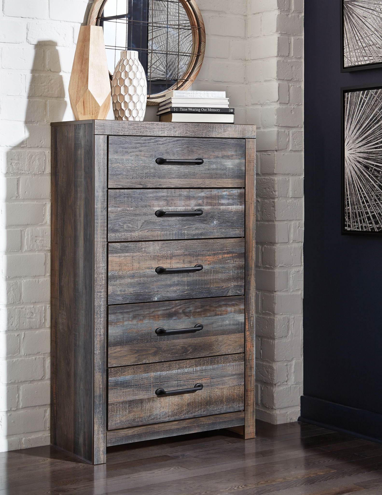 Drystan - Five Drawer Chest - Brown / Beige - Hornell Furniture Outlet