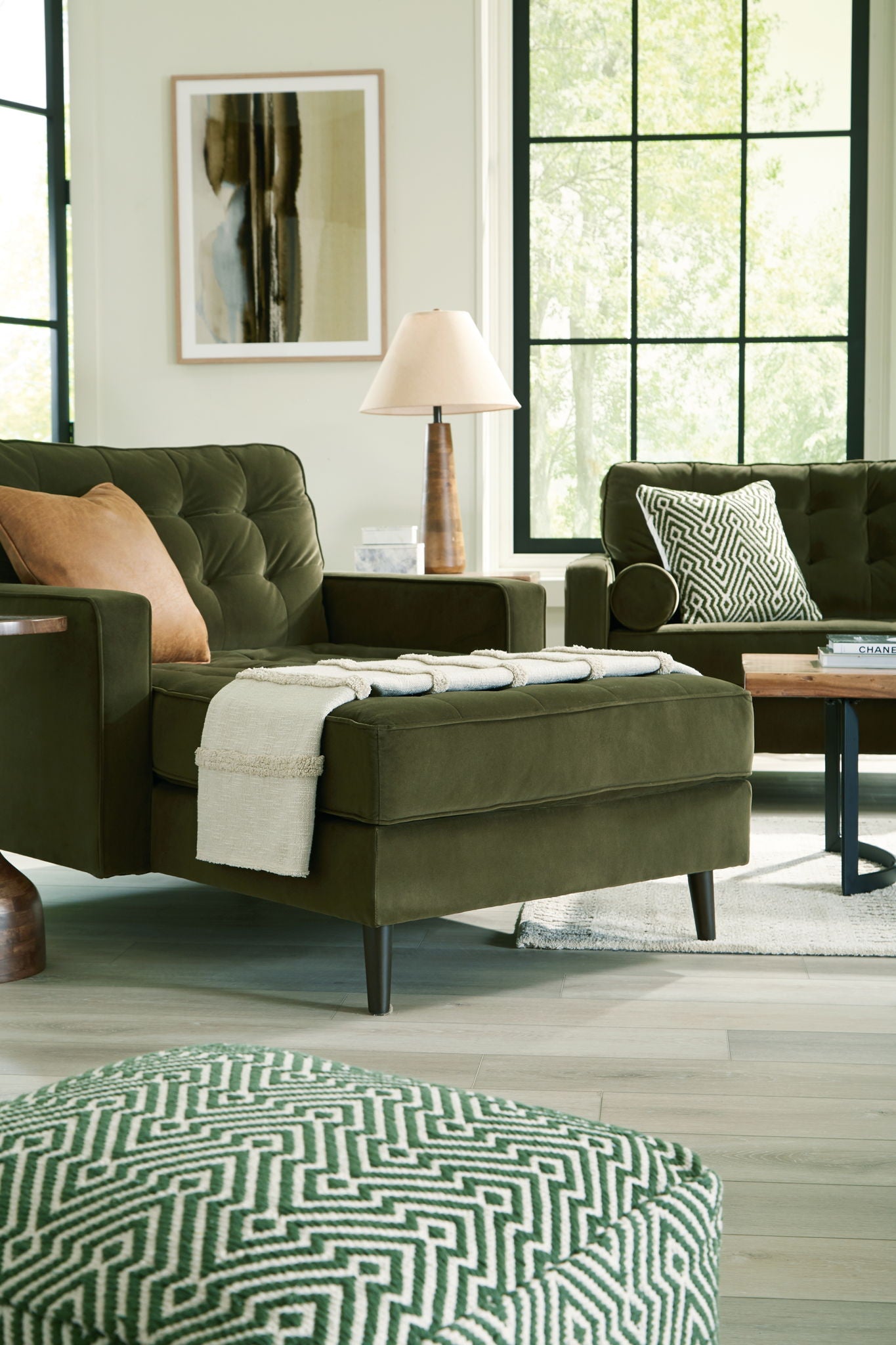 Reveon Lakes - Olive - Chaise - Hornell Furniture Outlet